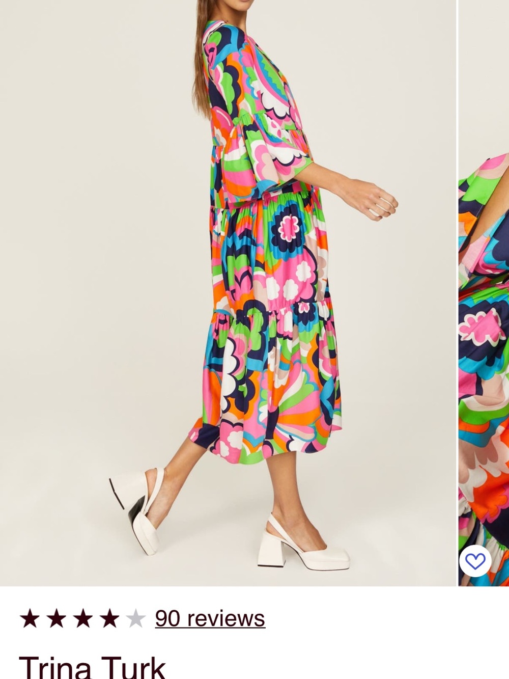Trina Turk Multicolor (blue, purple, cream) Retro-Inspired Floral Dress - Picture 4 of 7